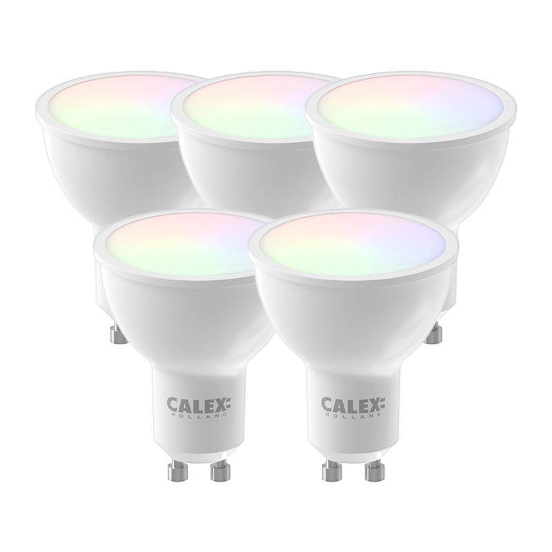 Aankondiging scheepsbouw Schema Set van 5 Calex Smart LED Lamp GU10 Reflector RGB 5W 350lm
