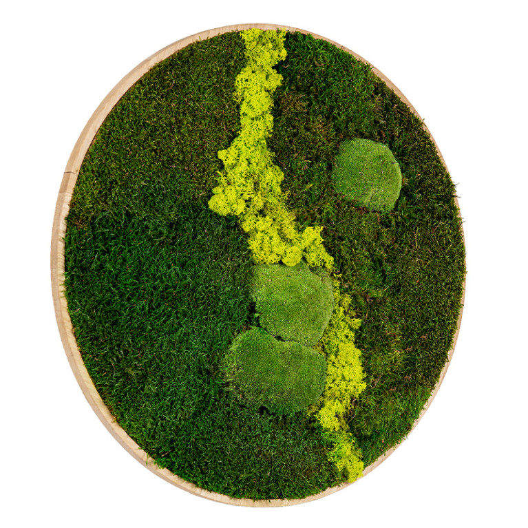 Mos Schilderij Rond 40 cm Ongelakt Eiken Uppsala Lentegroen - Zijaanzicht