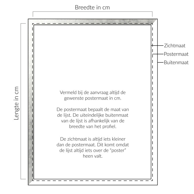 Wissellijst Hout Zilver - Maatwerk 