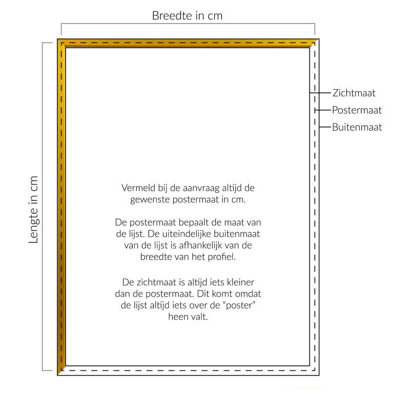 Wissellijst Goud - Maatwerk Calculator