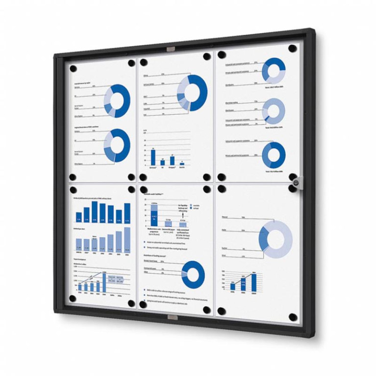 Informatiekast Binnen Whiteboard 6x A4 Budget Zwart