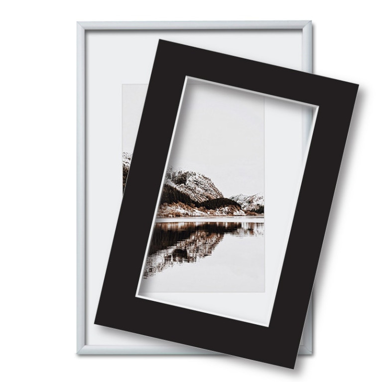 Fotolijst met passe partout 60x80cm zilver