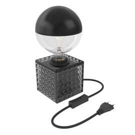 Calex Tafellamp Glas Zwart met snoer en schakelaar E27 Product met lichtbron