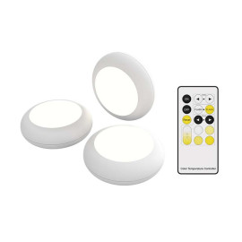 Calex Puck Light incl. Remote op Batterij - Set van 3 - Product aan