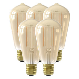 Set van 5 Calex Smart LED Lamp Edison Gold E27 7W 806lm