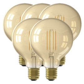 Set van 5 Calex Smart LED Lamp Globe Gold E27 7W 806lm
