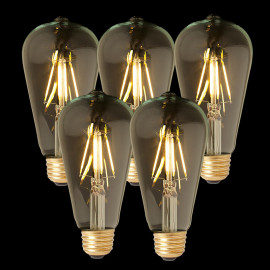 Set van 5 Filament LED Lamp Edison Gold Ø64 mm E27 3.5W