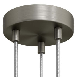 Plafondkap Geborsteld Titanium 3 uitgangen met metalen trekontlaster