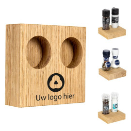 BLOC Solid - Peper en Zout Houder Eikenhout met Logo