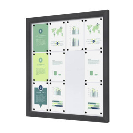 Informatiekast Buiten Whiteboard 12x A4 Breed Antracietgrijs