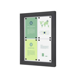 Informatiekast Buiten Whiteboard 4x A4 Breed Antracietgrijs