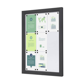 Informatiekast Buiten Whiteboard 9x A4 Breed Antracietgrijs