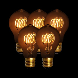 Set van 5 Filament LED Lamp Peer Curl Gold Ø60 mm E27 4W