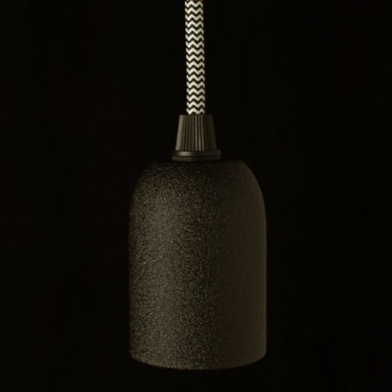 Fitting Suède Zwart E27