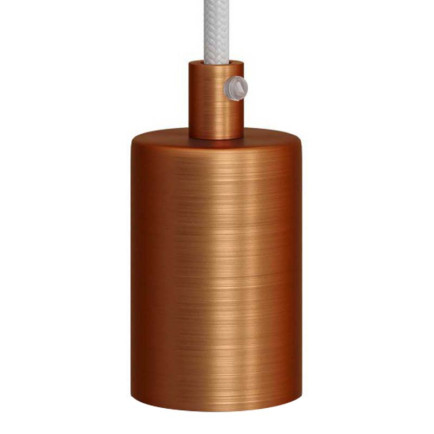 Fitting Geborsteld Koper E27 met metalen trekontlaster