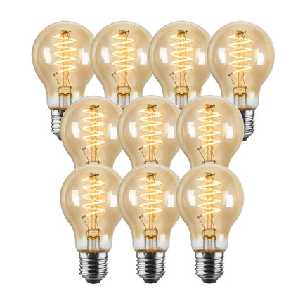 Set van 10 Vintlux Filament LED Lamp Karu Pear Gold Dimbaar Ø60mm E27 4W