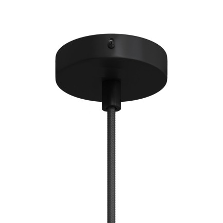 Plafondkap Mini Zwart 1 uitgang met metalen trekontlaster