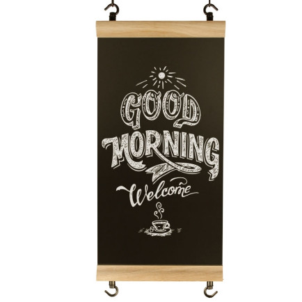 Krijtbord Hook Eiken Industrial 28x65cm Schakel met krijt tekening