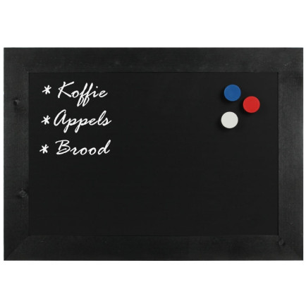 Krijtbord Magnetisch Hout Zwart 70x90 cm