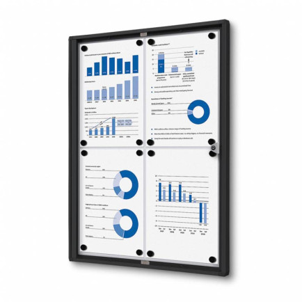 Informatiekast Binnen Whiteboard 4x A4 Budget Zwart