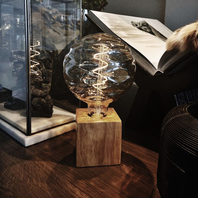 lux.pro] Tafellamp bureaulamp Folkestone E27 zwart en houtkleurig